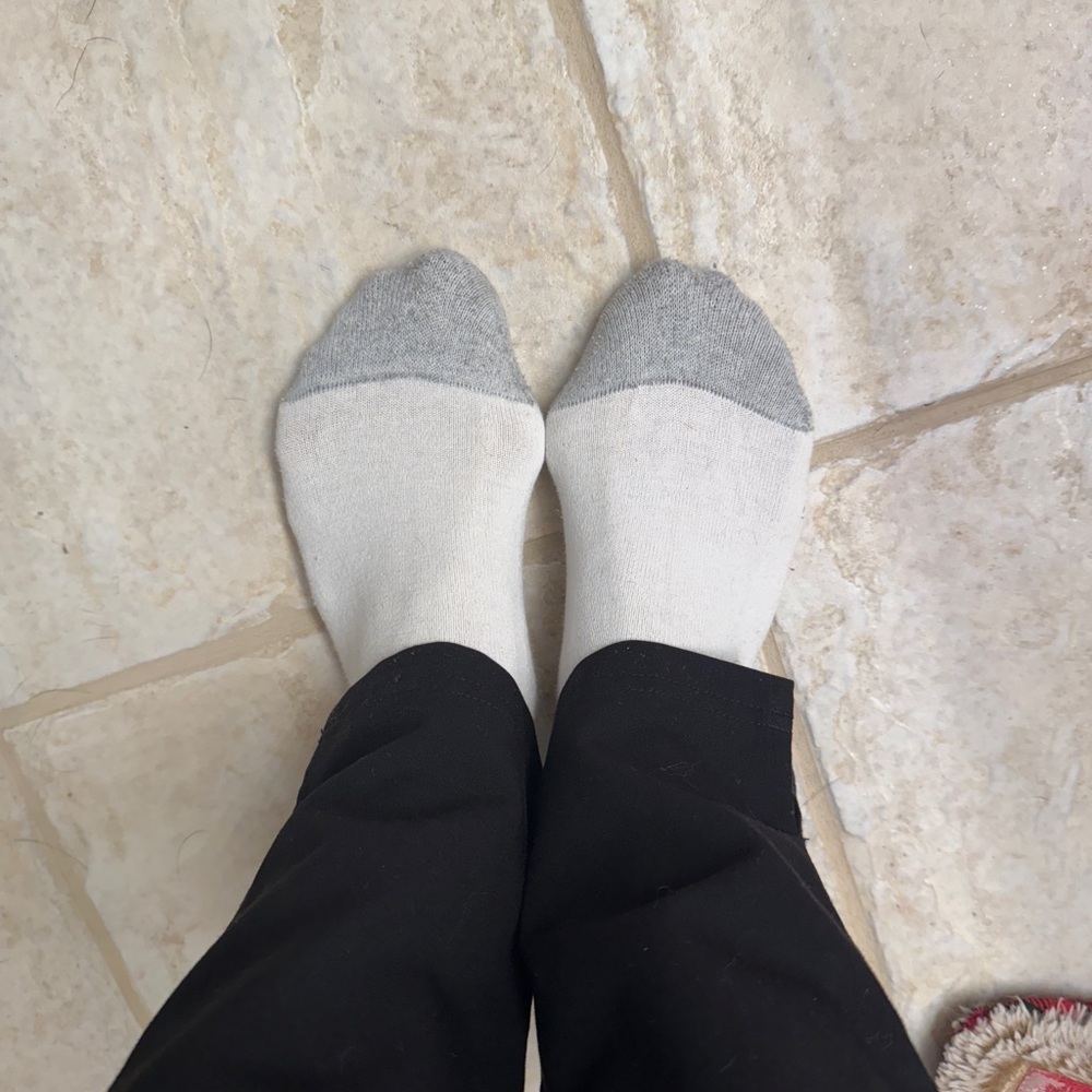 Used Gray and White Socks